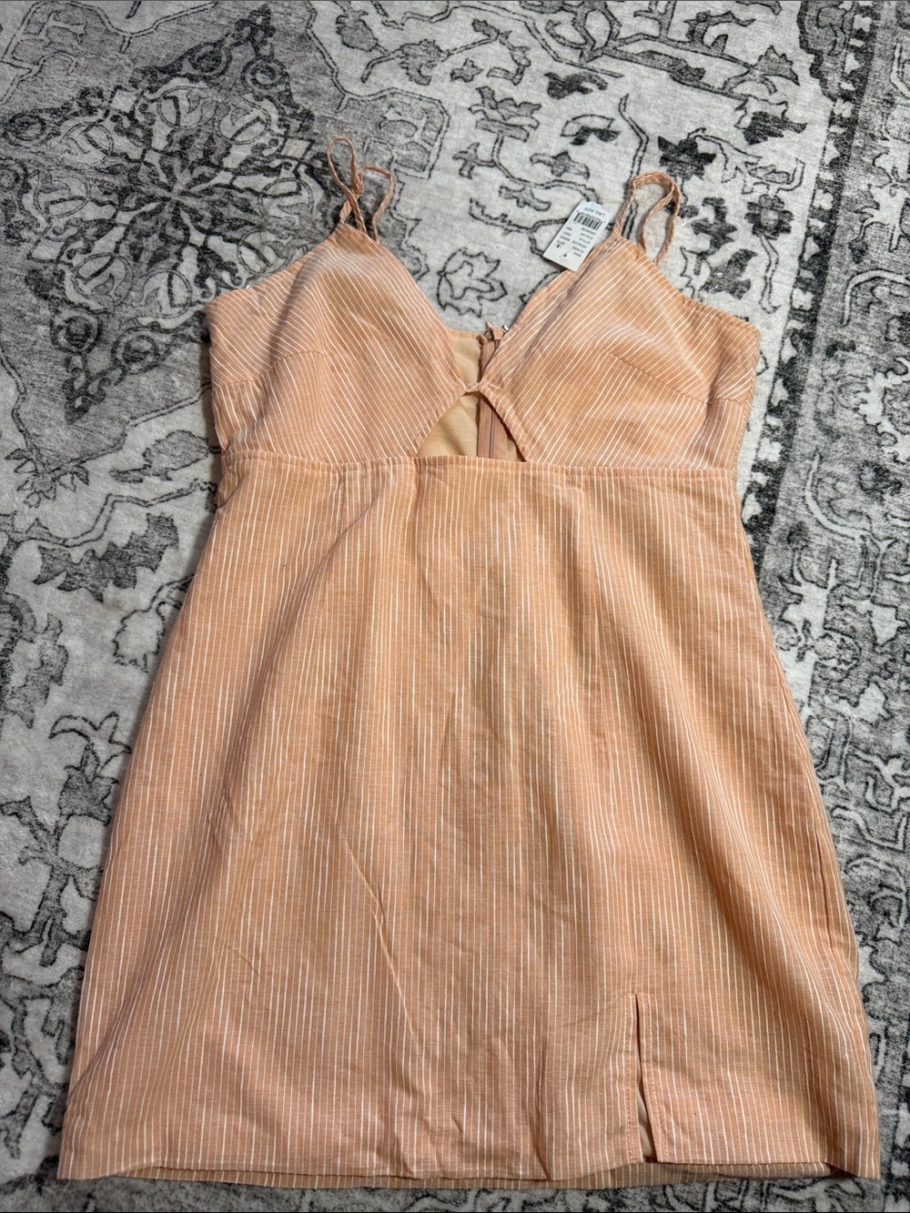 PacSun Peach Pinstripe Cutout Mini Dress